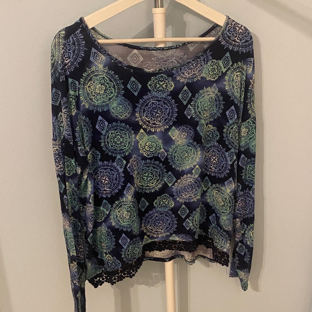 Patterned Blue and Green Top